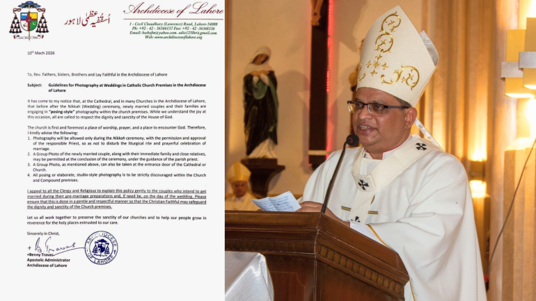 పాకిస్తాన్ అగ్రపీఠాధిపతి వివాహ ఫోటోగ్రఫీ మార్గదర్శకాలు జారీ చేశారు